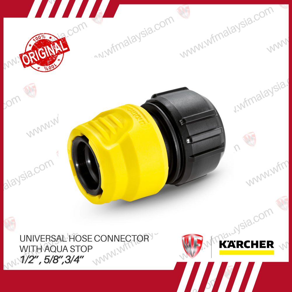 KARCHER UNIVERSAL HOSE CONNECTOR 1/2", 5/8", 3/4" w/ AQUA STOP